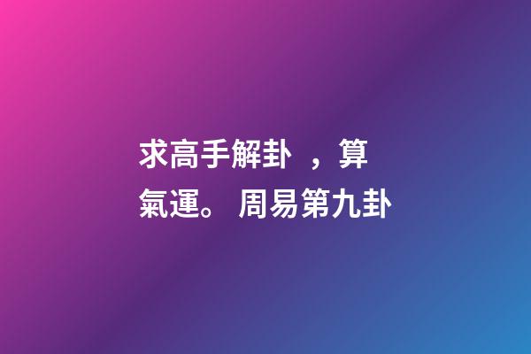 求高手解卦，算氣運。 周易第九卦